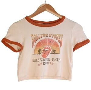 Cotton On Boho Cropped Graphic Rolling Stones T-shirt